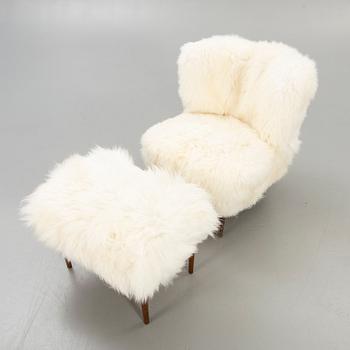 Armchair and footstool, 1950s-1960s.