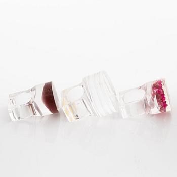 Siv Lagerström, three acrylic rings, 1970s.
