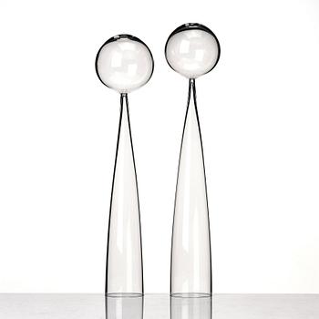 John Selbing, two glass sculptures "Klot över kon", Orrefors, Sweden 1954.