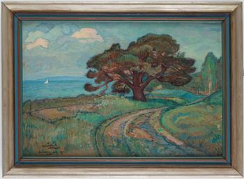 Acke Åslund, oil on panel, signed and dated Karlsborg June 1933.