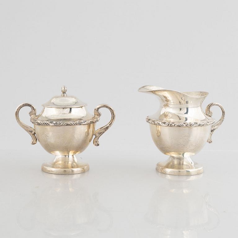 Juveto Lopex Reyes, a sterling silver sugar bowl, creamer and tray, Mexico City, Mexico, mid20th century.
