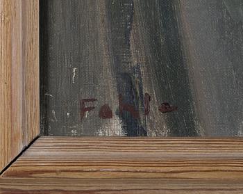 GUSTAF ADOLF FAHLE, olja på pannå, signerad.