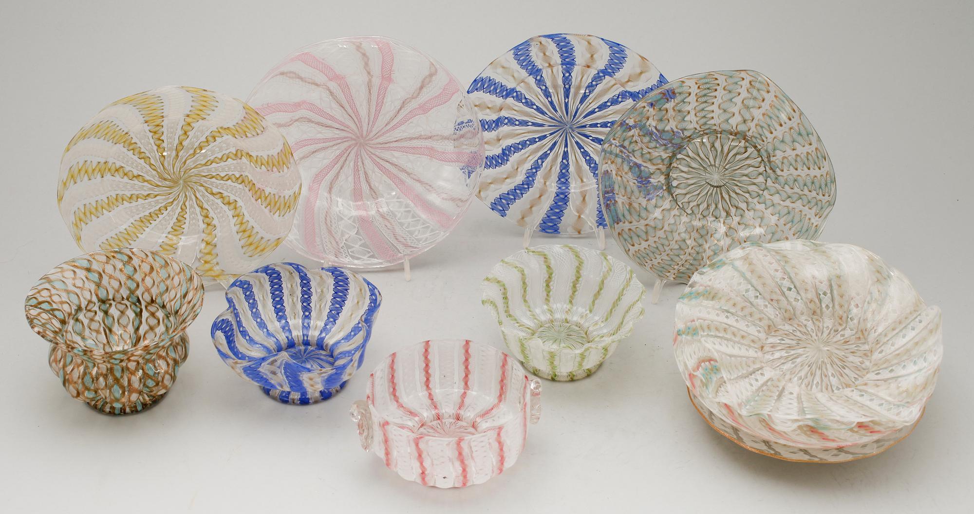 SAMLING GLASFÖREMÅL, Murano, Italien, tidigt 1900-tal.