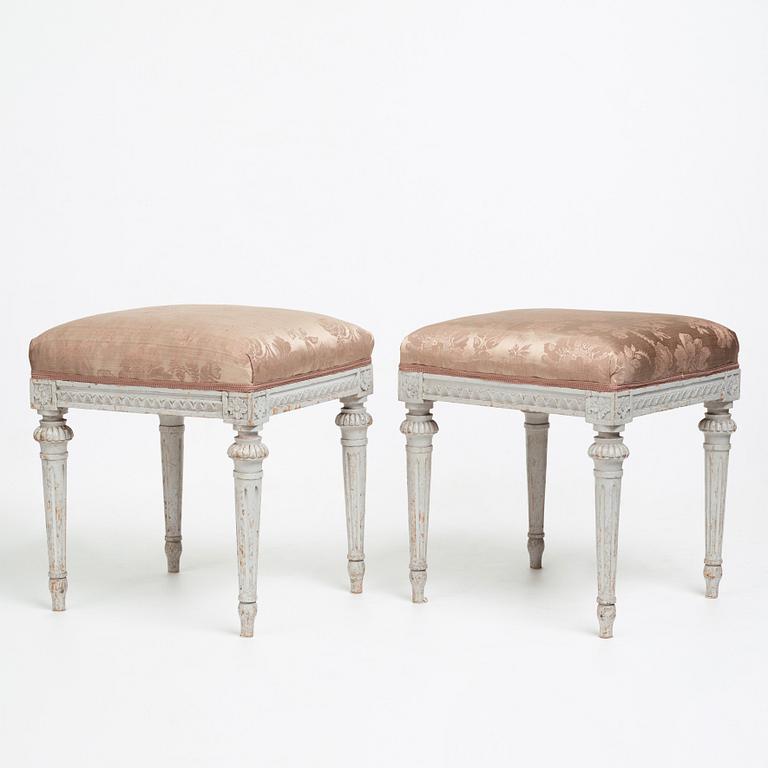 A pair of Gustavian stools by Erik Öhrmark (master in Stockholm 1777-1813).