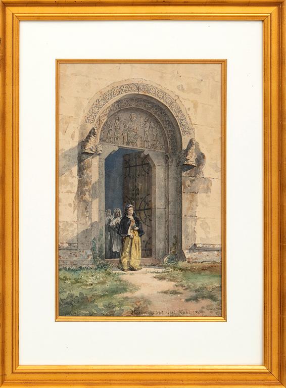 Johan Kahl, watercolor signed and dated 1889.