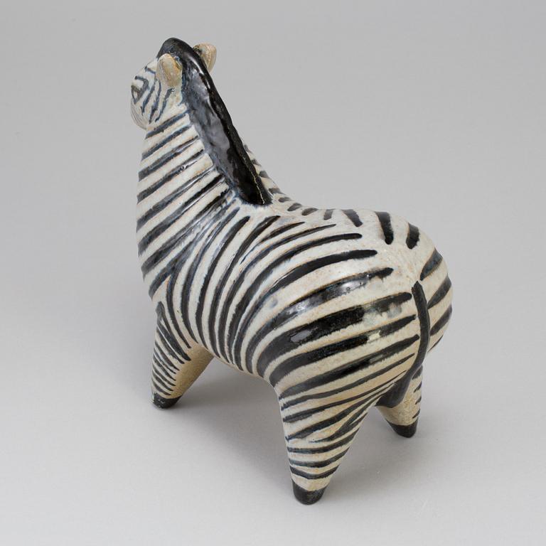 LISA LARSON, skulptur, stengods, "Zebra" ur Stora Zoo, Gustavsberg, formgiven 1957.