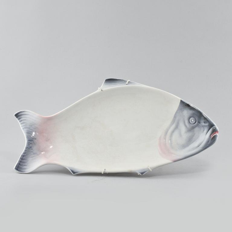 FISKFAT samt GRISFAT, flintgods, Rörstrand, 1900-talets första del.