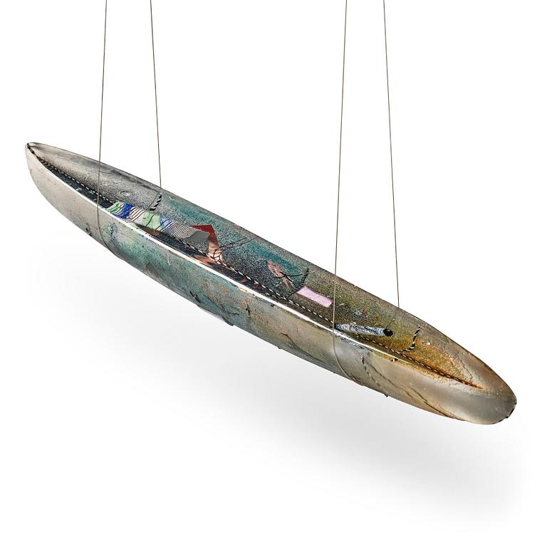 Bertil Vallien, a sand cast glass sculpture of a boat, Kosta Boda, Sweden 1991.