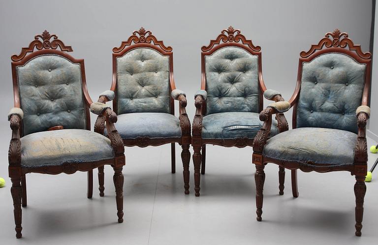 KARMSTOLAR, 4 st, nyrenässans, 1800-talets slut.