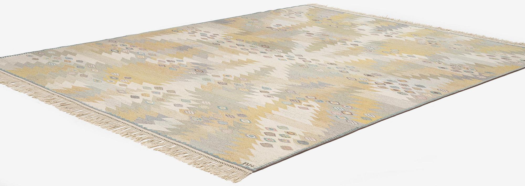 Barbro Nilsson, a 'Tånga ljus' carpet, tapestry weave, c. 319 x 238 cm, signed AB MMF BN.