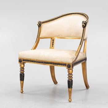 Karmstol, sengustaviansk stil, sk baljfåtölj, sent 1800-tal.