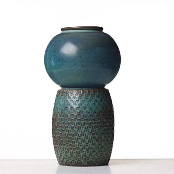 Stig Lindberg, a stoneware vase, Gustavsberg studio, Sweden 1963.