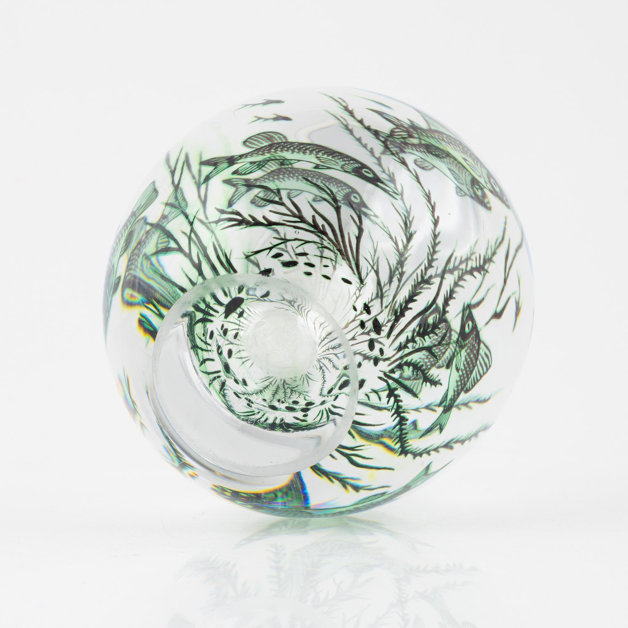 Edward Hald, a graal glass vase, Orrefors.