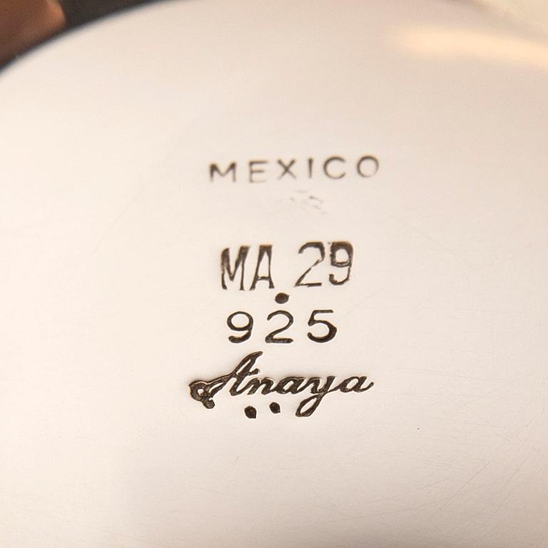 Creamer and sugar bowl with lid, sterling silver, Mexico.