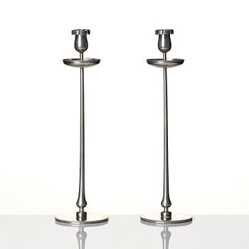 Josef Frank, a pair of pewter candlesticks, Firma Svenskt Tenn, Stockholm, 1956.