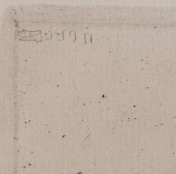 ANDERS ZORN, etsning, 1911, signerad Zorn med blyerts. "Kyrkstöt".