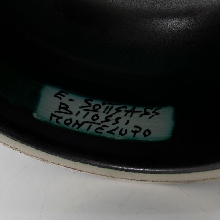 Ettore Sottsass, skål på fot, Bitossi, Montelupo.