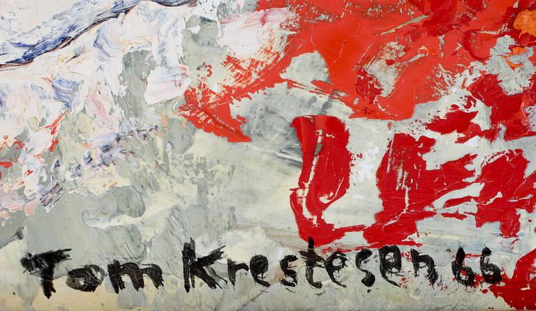 TOM KRESTESEN, olja på pannå, sign.