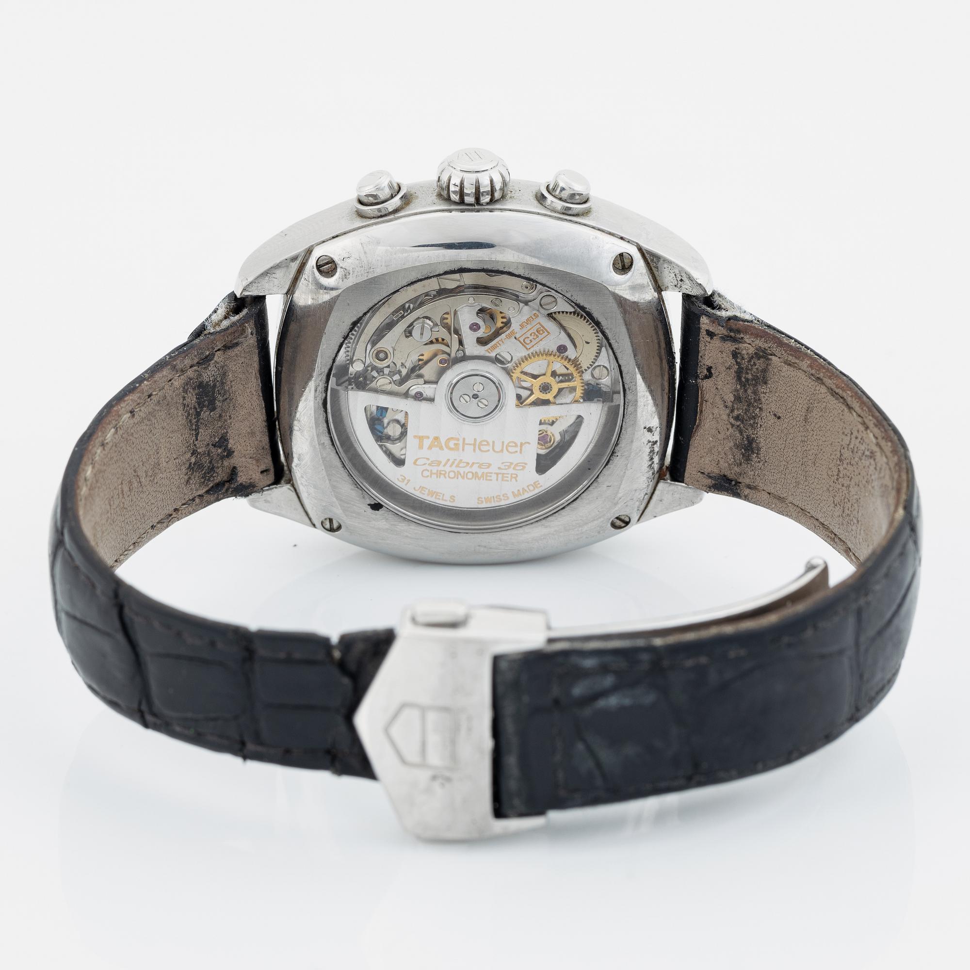 Tag Heuer, Monza, Calibre 36, wristwatch, 38 x 38 (44) mm.
