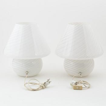A pair of glass table lamps, Murano, Italy 1970/80's.