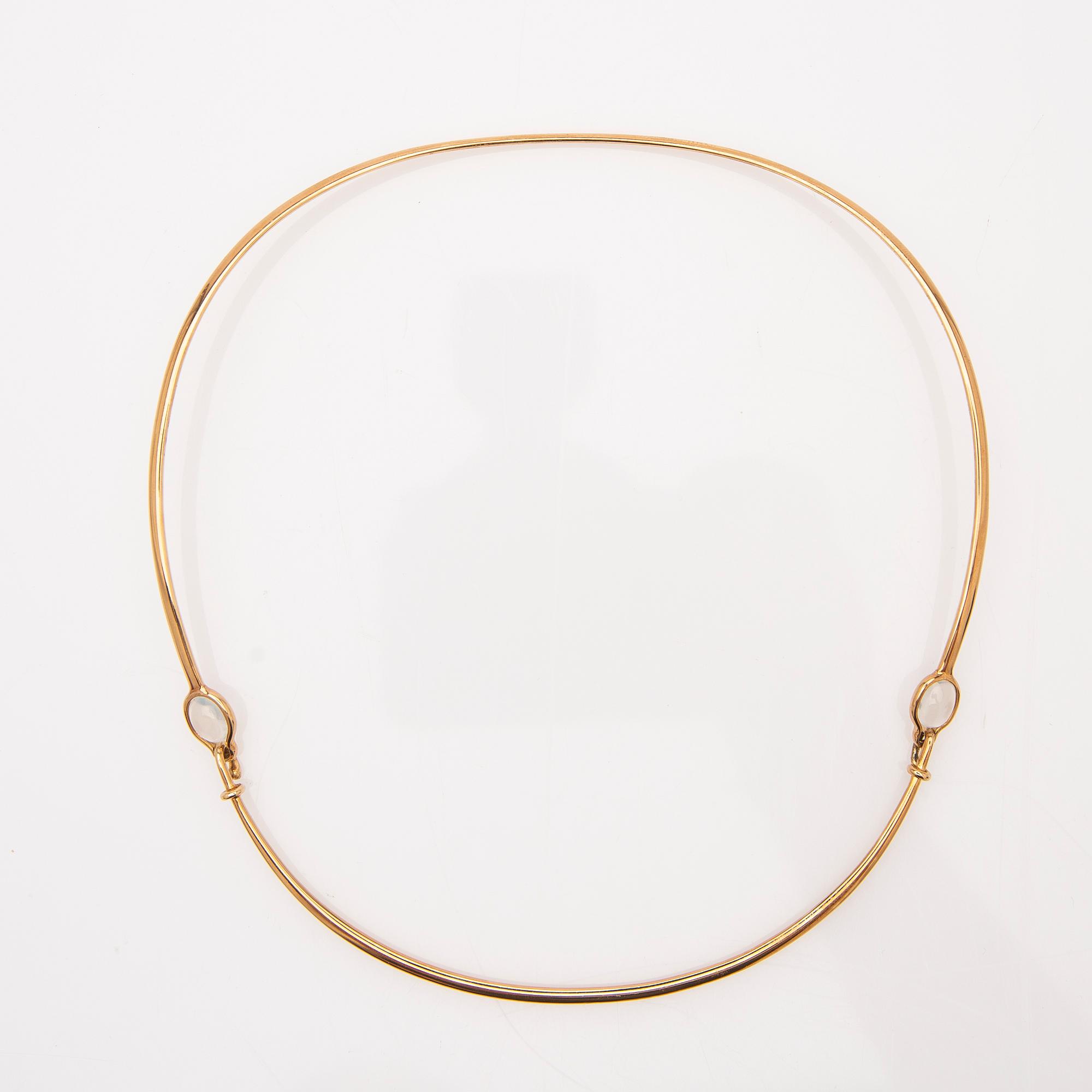 Vivianna Torun Bülow-Hübe, Necklace, 18K gold set with two moonstones, by Georg Jensen, Denmark.