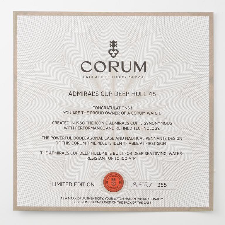 Corum, Admiral’s Cup, Seafender 48, Deep Hull, "Limited Edition", wristwatch, 48 mm.