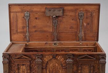 A Swedish baroque marquetry chest, later part of the 17th century,