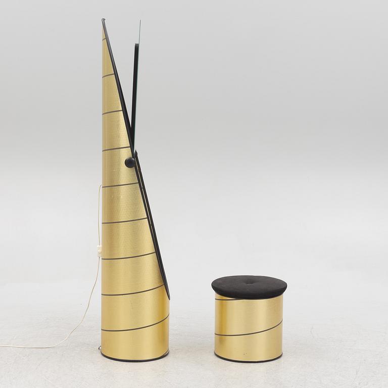 A 'Roulette' mirror and stool, AB Nybrofabriken, Fröseke, second half of the 20th Century.