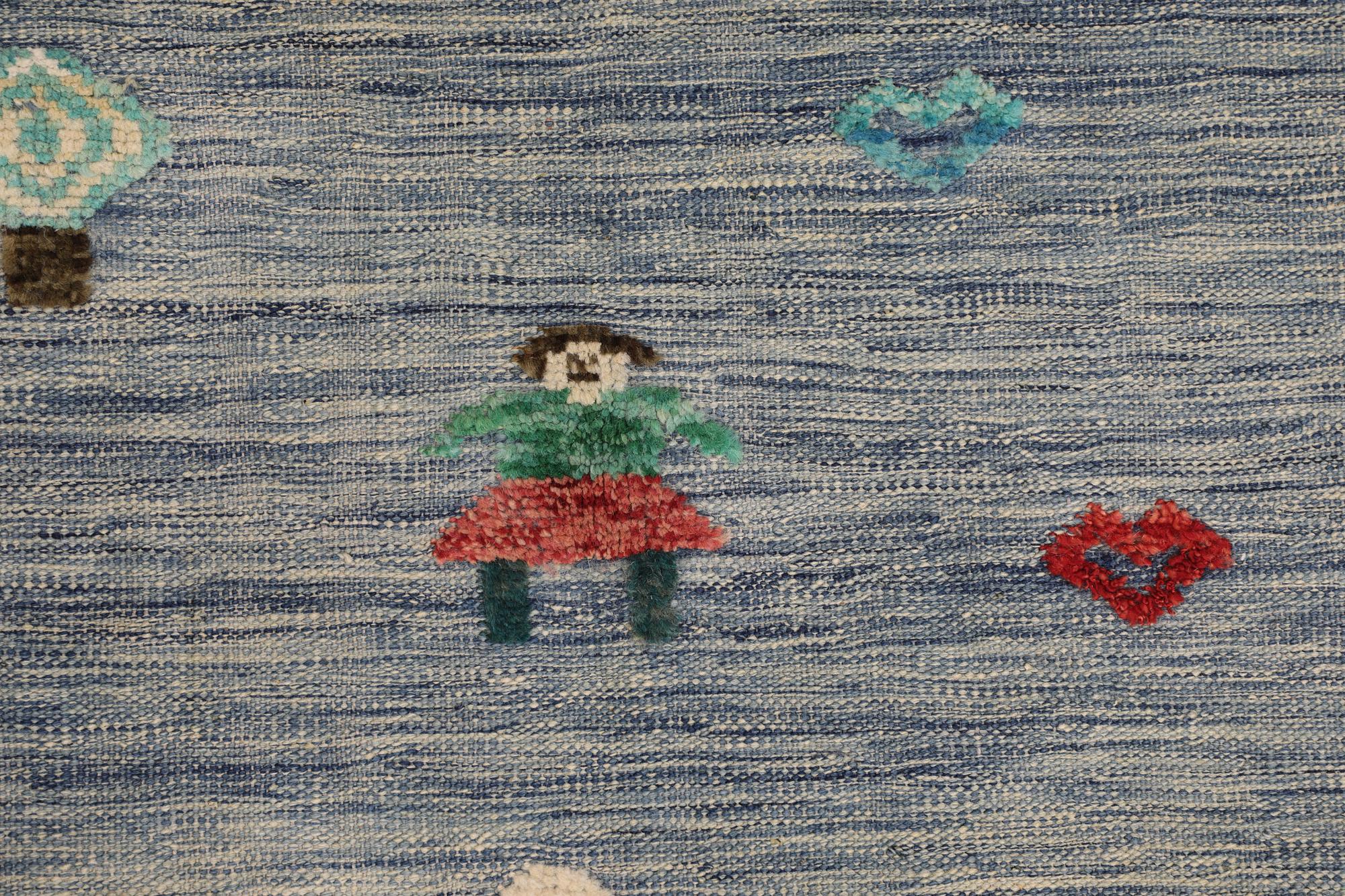 A Kelim carpet, figural, c. 236 x 171 cm.