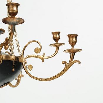 A late Gustavian early 19th century eight-light hanging-lamp.