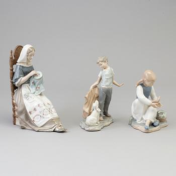 Three Lladro and Nao porcelain figurines, Spain, 1980/90s.