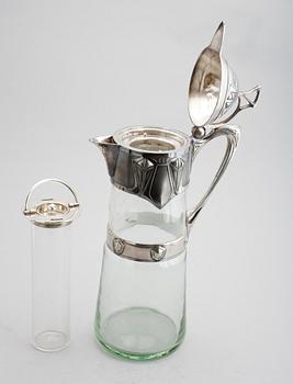 TILLBRINGARE, glas och metall, WMF, jugend, sekelskiftet 1900.