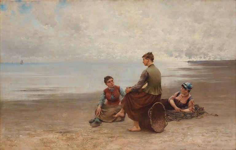 August Hagborg, Mussel pickers on the beach.