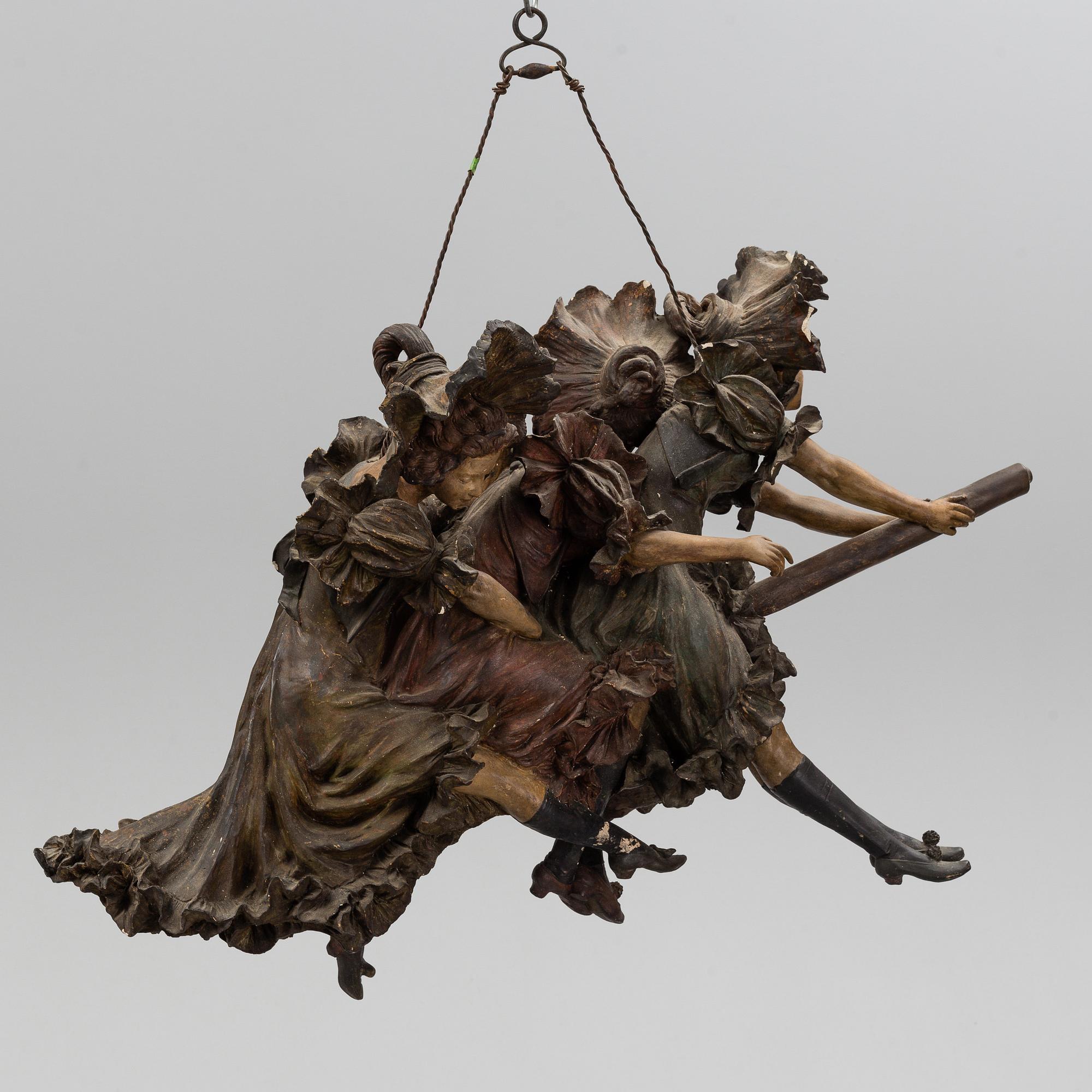 ERNST WAHLISS, sculpture, painted plaster, Turn, Vienna, Austria, circa 1900.