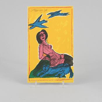 BEVERLOO CORNEILLE, inbjudningskort, signerat, daterat 98 och numrerat 12/300.