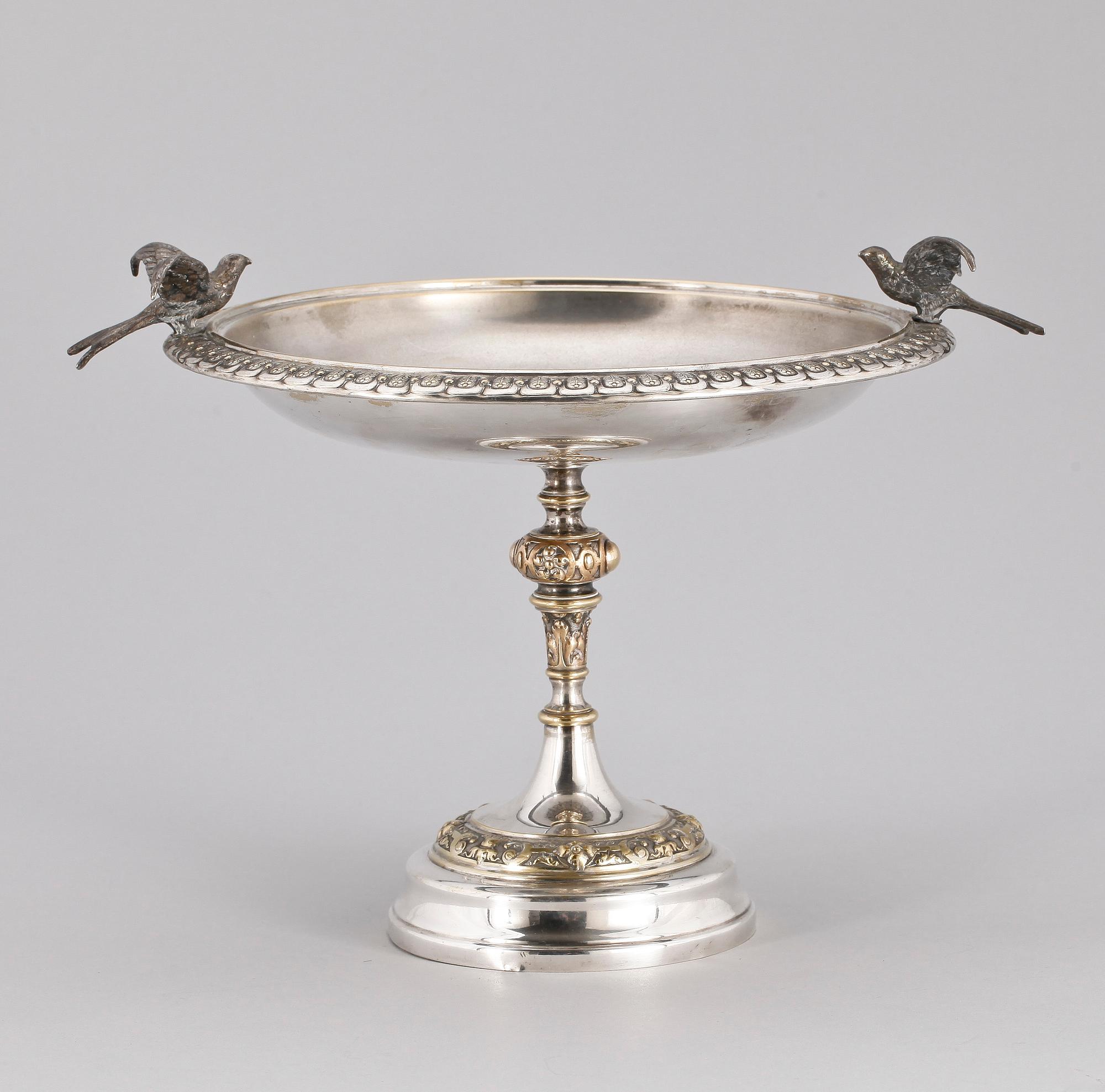 UPPSATSSKÅL MED SPELDOSA, nysilver, nyrenässans. WMF, omkring sekelskiftet 1900.