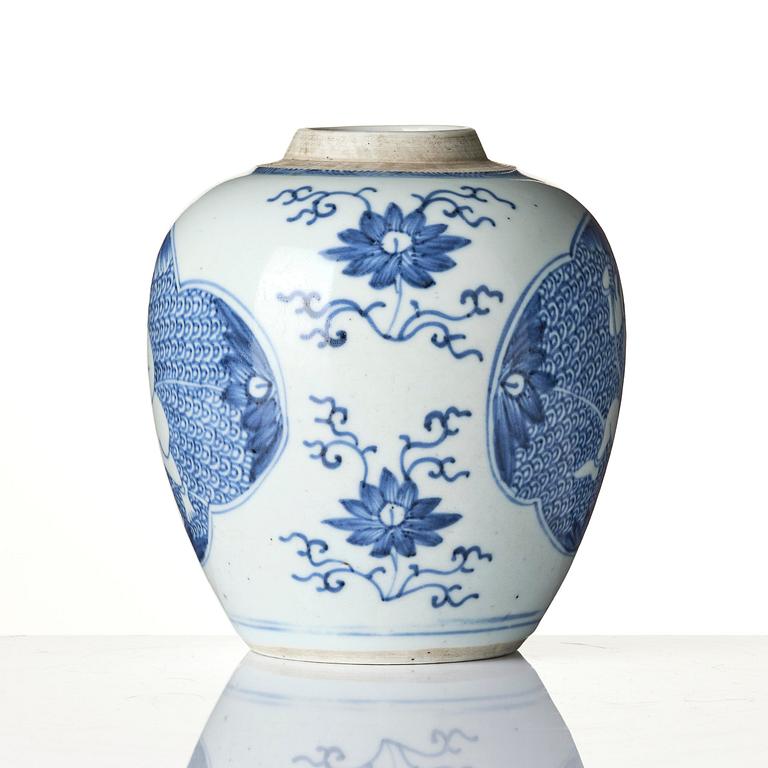A blue and white 'boys' jar, Qing dynasty, 18th century.