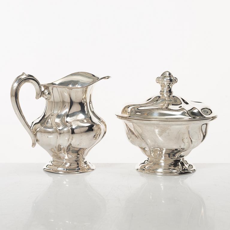 Kaffe- och teservis, 4 delar, silver, rokokostil, Otto Wolter, Schwäbisch Gmünd, Tyskland, 1900-tal.