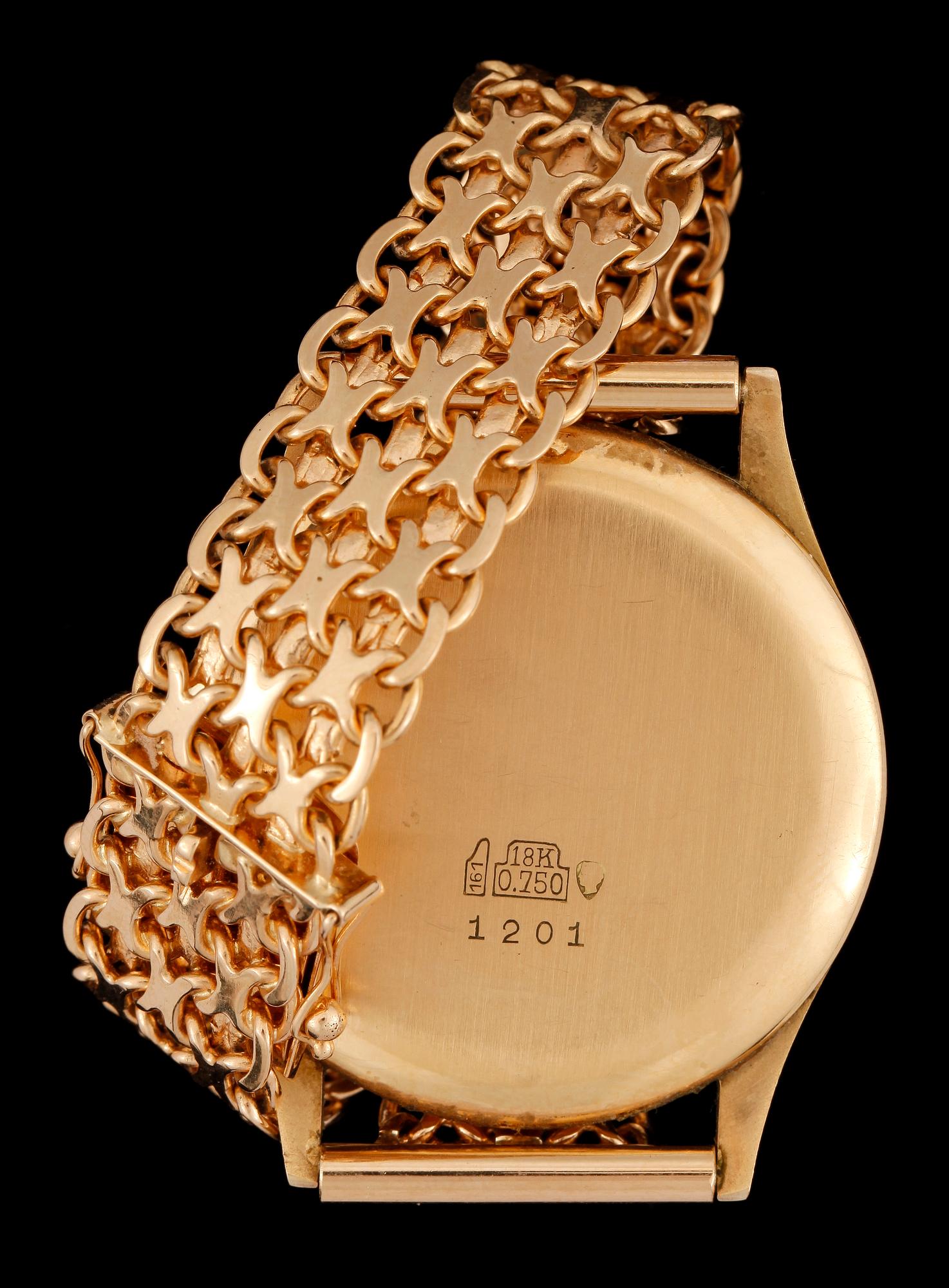 ARMBANDSUR, herr, med band 18k guld, Royal, Shock stop, 1950/60-tal. Totalvikt ca58g.