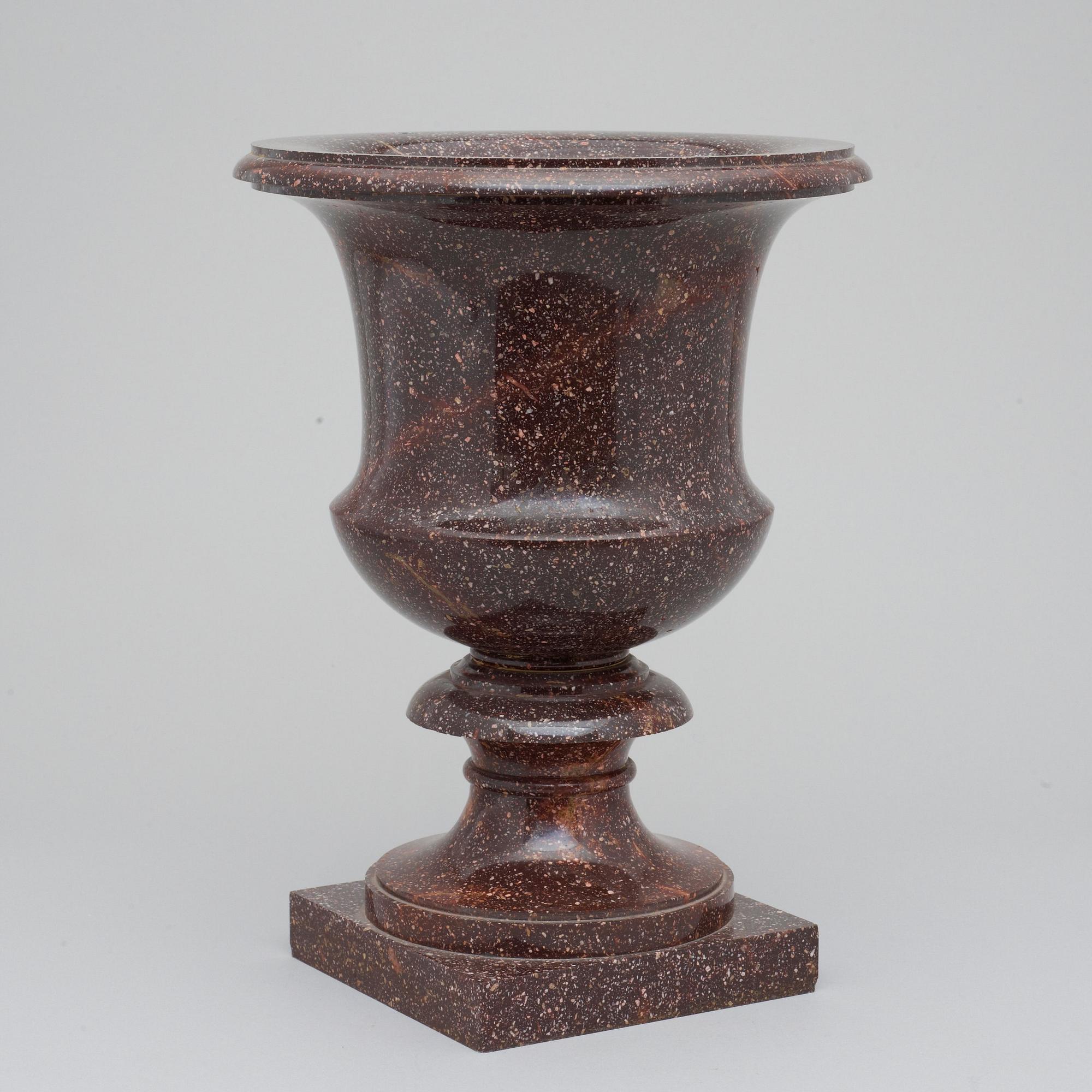 A Swedish Empire 19th century porphyry urn.