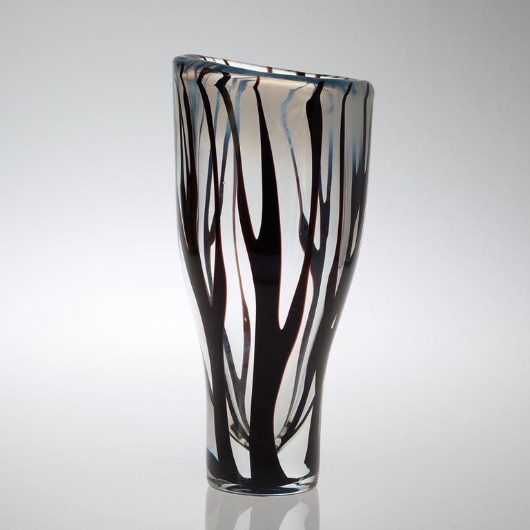 A Vicke Lindstrand glass vase, 'Tree in fog', Kosta 1950's.