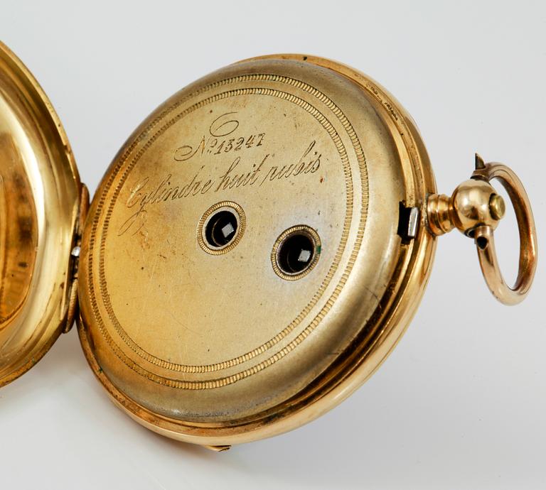 FICKUR, 18K guld, omkring år 1900.