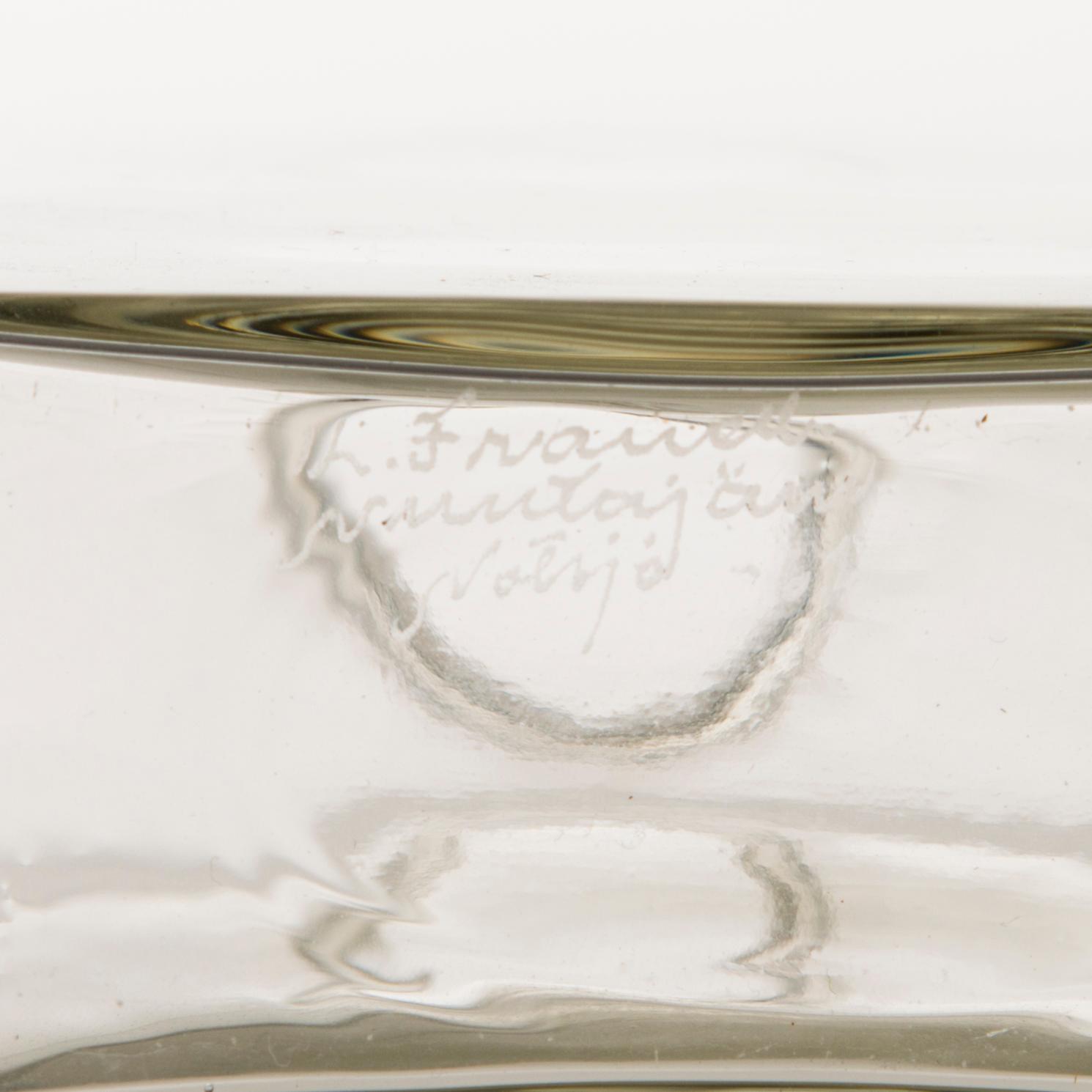 KAJ FRANCK, a bottel signed K. Franck Nuutajärvi Notsjö -61.