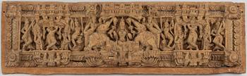 A carved wooden panel, India, circa 1900.