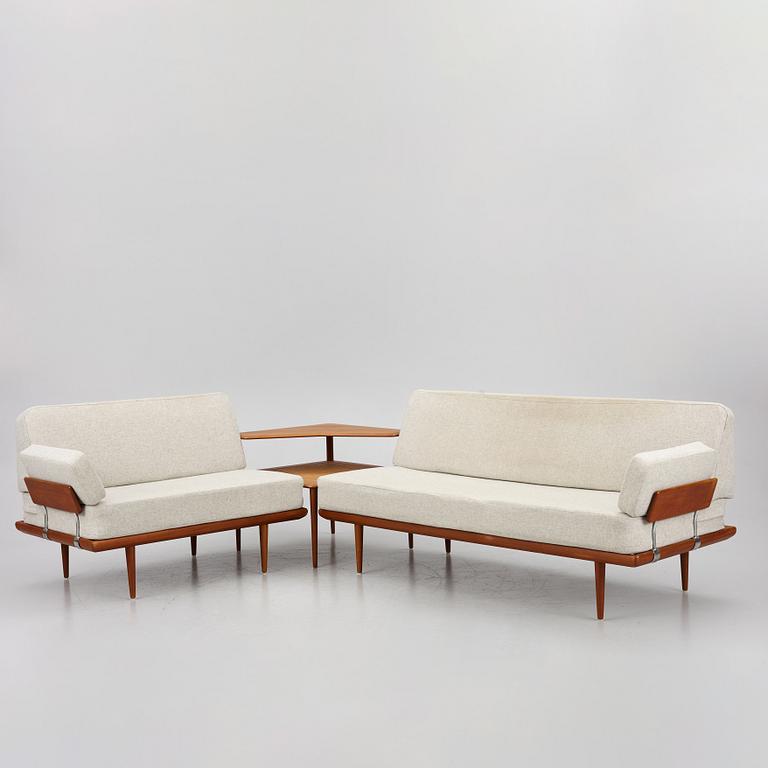 Peter Hvidt & Orla Mølgaard Nielsen, two 'Minerva' sofas and a coffee table, France & Son, Denmark, 1960's.