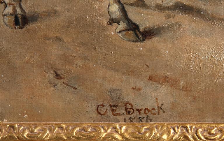 OKÄND KONSTNÄR, olja på duk, sign C.E Brock samt dat 1886.
