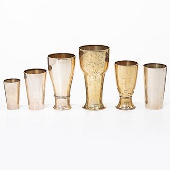 Six Swedish silver cups and trophies, including with mark of K Anderson, Stockholm 1912.