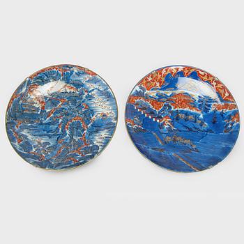 Two large porcelain plates, Japan, mid-20th century.