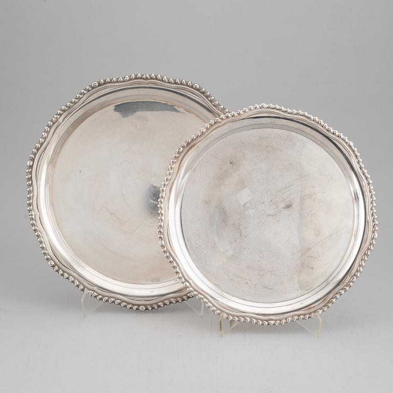 Two silver trays, Th Marthinsen, Norway 20th century.