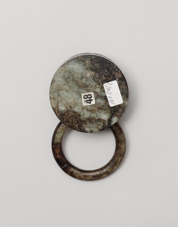 An archaistic mascaron with ring handle, presumably Qing dynasty.
